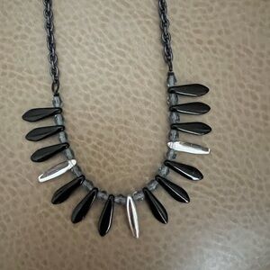 Sabika Black and Silver fringe Statement Necklace
